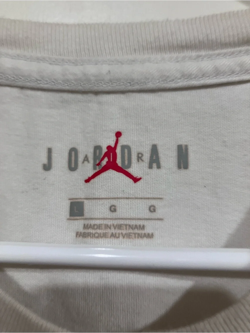 Jordan White Tee with Blue PARIS Graphic and Red Jumpman